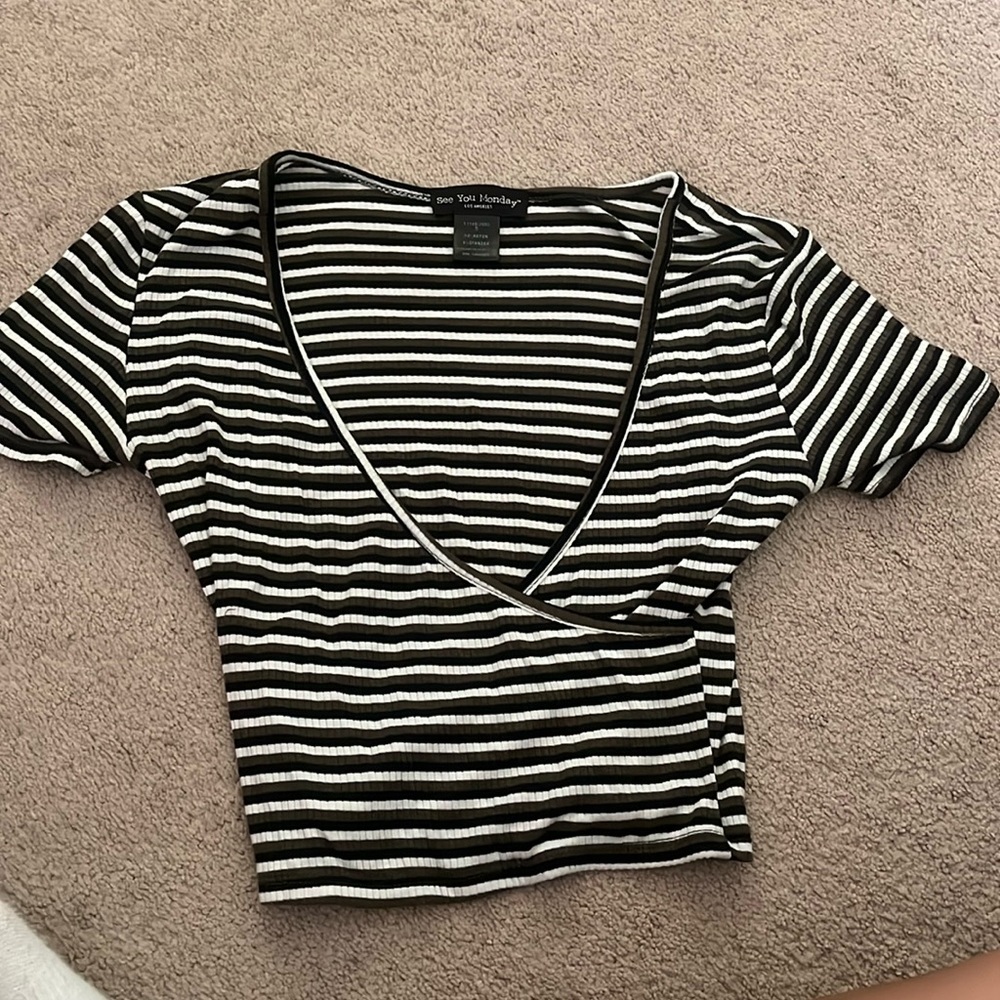 See you Monday crop top, size small